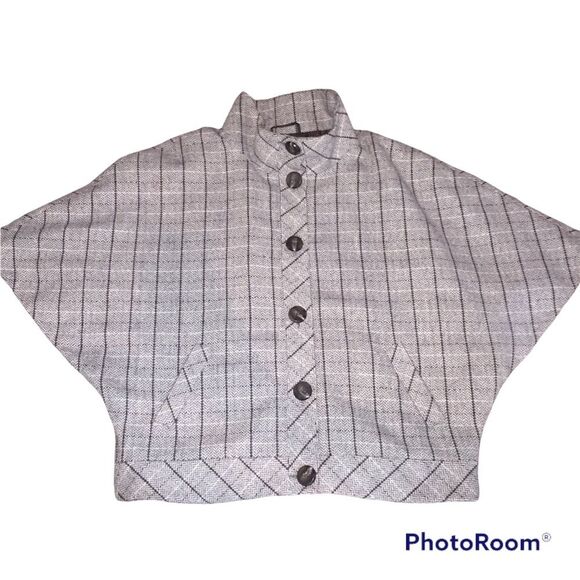 Halogen Tweed Batwing Wool Blend Jacket Tweed Sz XL Oversized Caplet - Picture 3 of 14